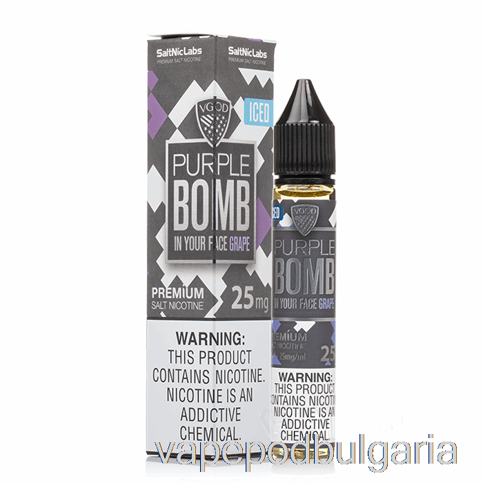 Vape 10000 Дръпки Iced Purple Bomb - Vgod Salts - 30ml 25mg